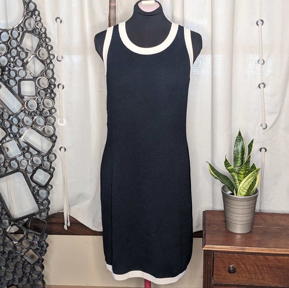St. John navy blue knit sheath dress 4
